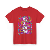 Mexicana Latina Flowers Mexico T-Shirt - Red