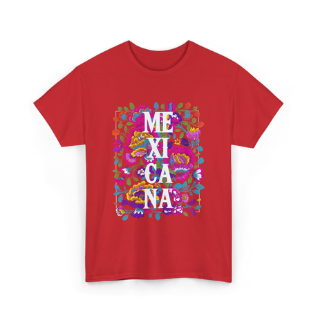 Mexicana Latina Flowers Mexico T-Shirt - Red