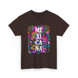 Mexicana Latina Flowers Mexico T-Shirt - Dark Chocolate