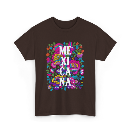 Mexicana Latina Flowers Mexico T-Shirt - Dark Chocolate