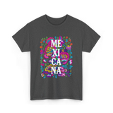 Mexicana Latina Flowers Mexico T-Shirt - Dark Heather