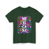 Mexicana Latina Flowers Mexico T-Shirt - Forest Green