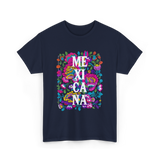 Mexicana Latina Flowers Mexico T-Shirt - Navy