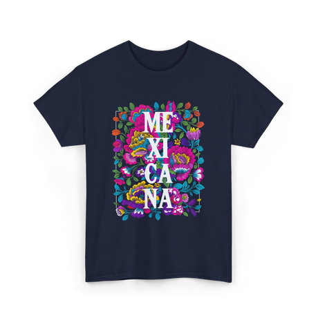 Mexicana Latina Flowers Mexico T-Shirt - Navy