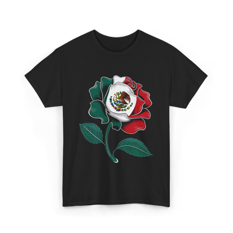 Mexico Rose Flag Mexican Pride T-Shirt - Black