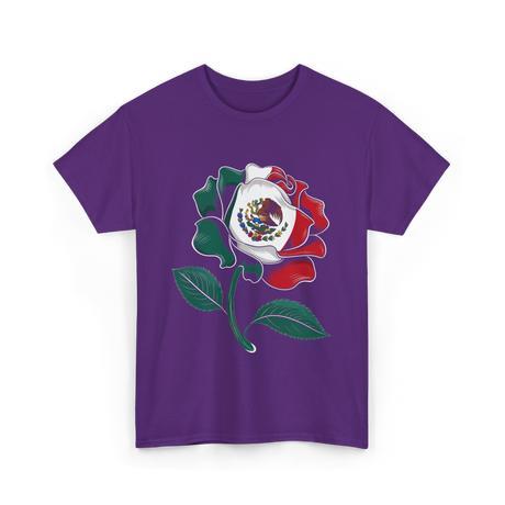 Mexico Rose Flag Mexican Pride T-Shirt - Purple