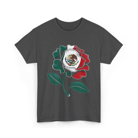 Mexico Rose Flag Mexican Pride T-Shirt - Dark Heather