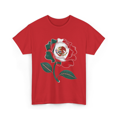 Mexico Rose Flag Mexican Pride T-Shirt - Red