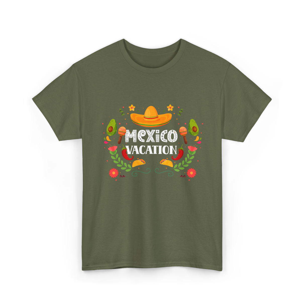 Mexico Vacation Travel T-Shirt - Military Green