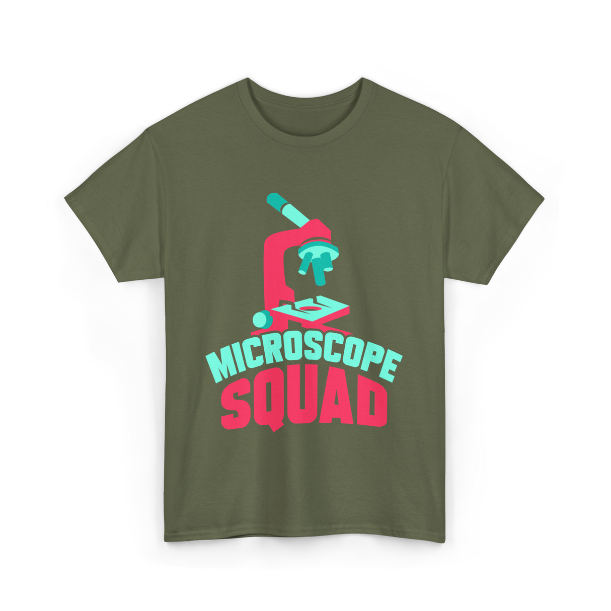 Microscope Squad Microscope Biology T-Shirt - Military Green