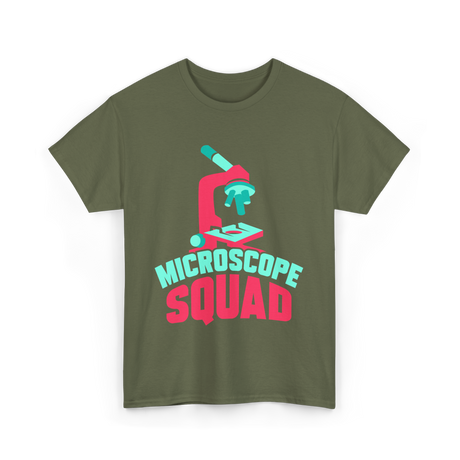 Microscope Squad Microscope Biology T-Shirt - Military Green