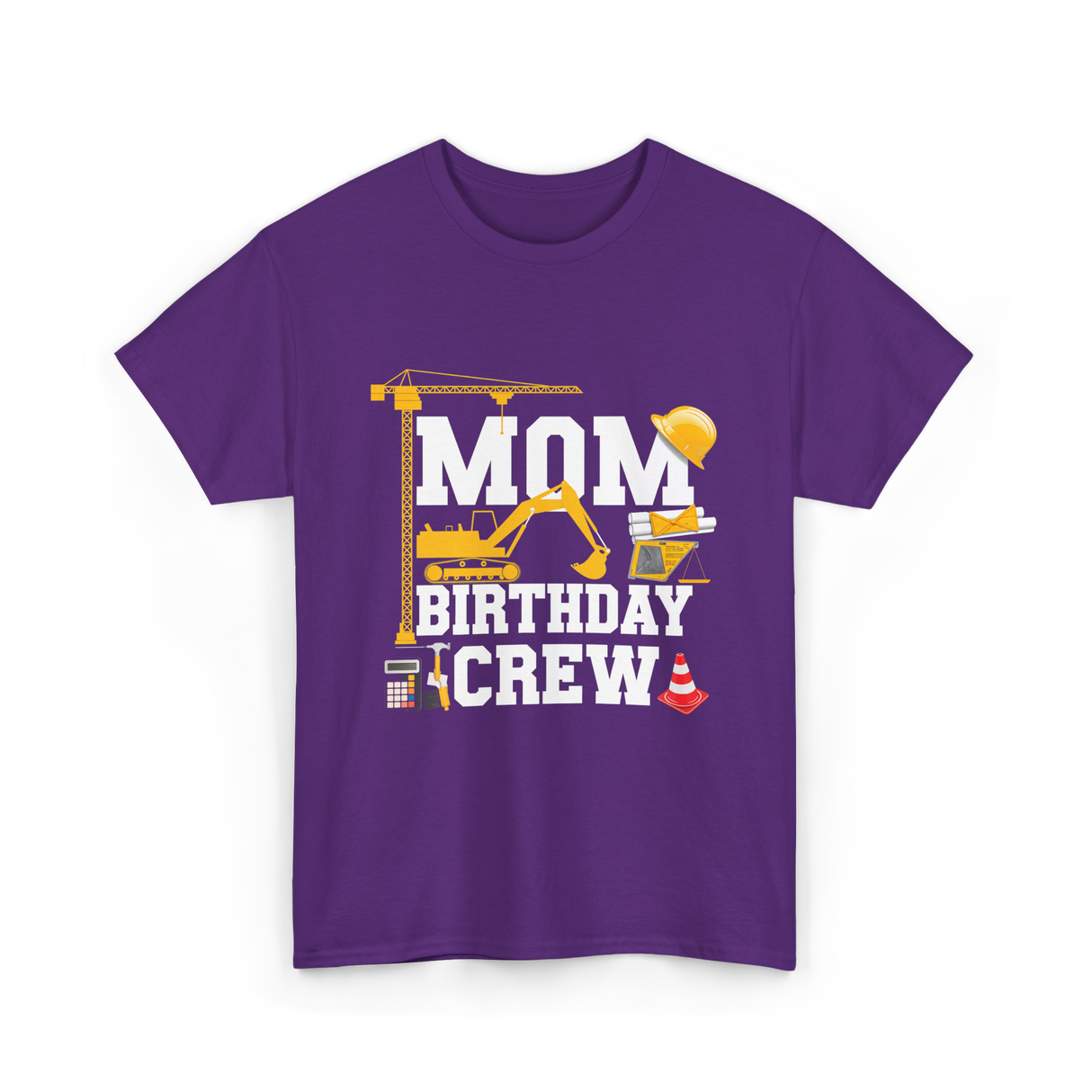 Mom Birthday Crew Construction Party T-Shirt - Purple