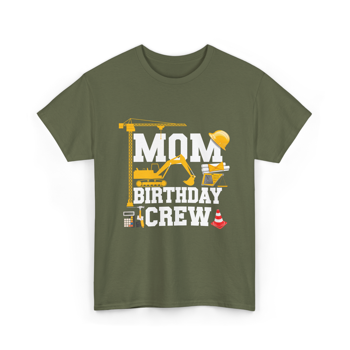 Mom Birthday Crew Construction Party T-Shirt - Military Green