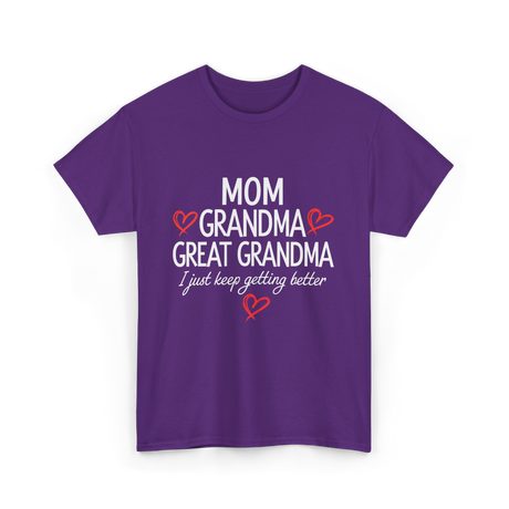 Mom Grandma Great Grandma Love T-Shirt - Purple