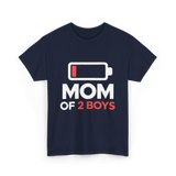 Mom of 2 Boys Parenting T-Shirt - Navy