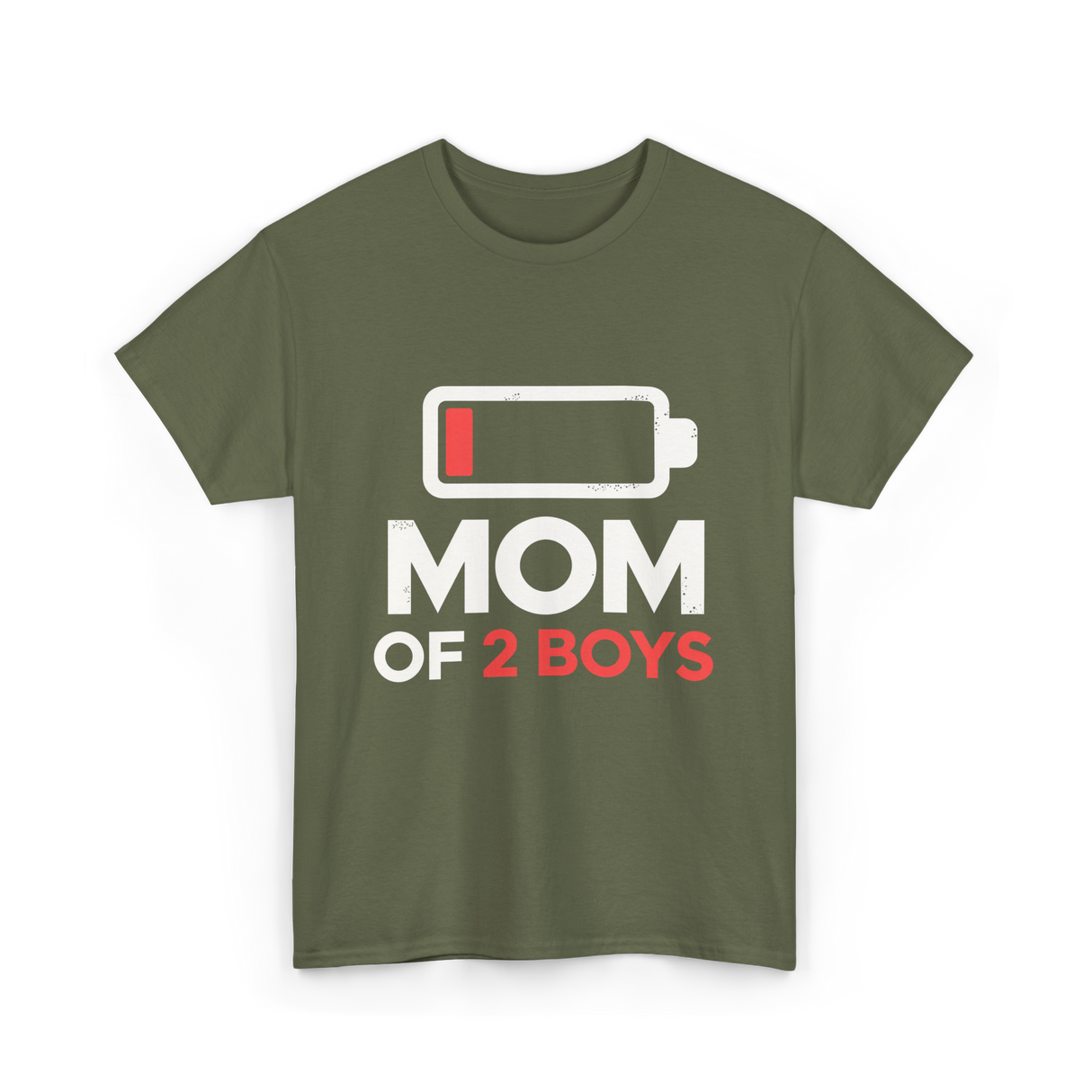 Mom of 2 Boys Parenting T-Shirt - Military Green