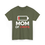 Mom of 2 Boys Parenting T-Shirt - Military Green