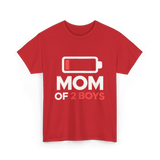 Mom of 2 Boys Parenting T-Shirt - Red