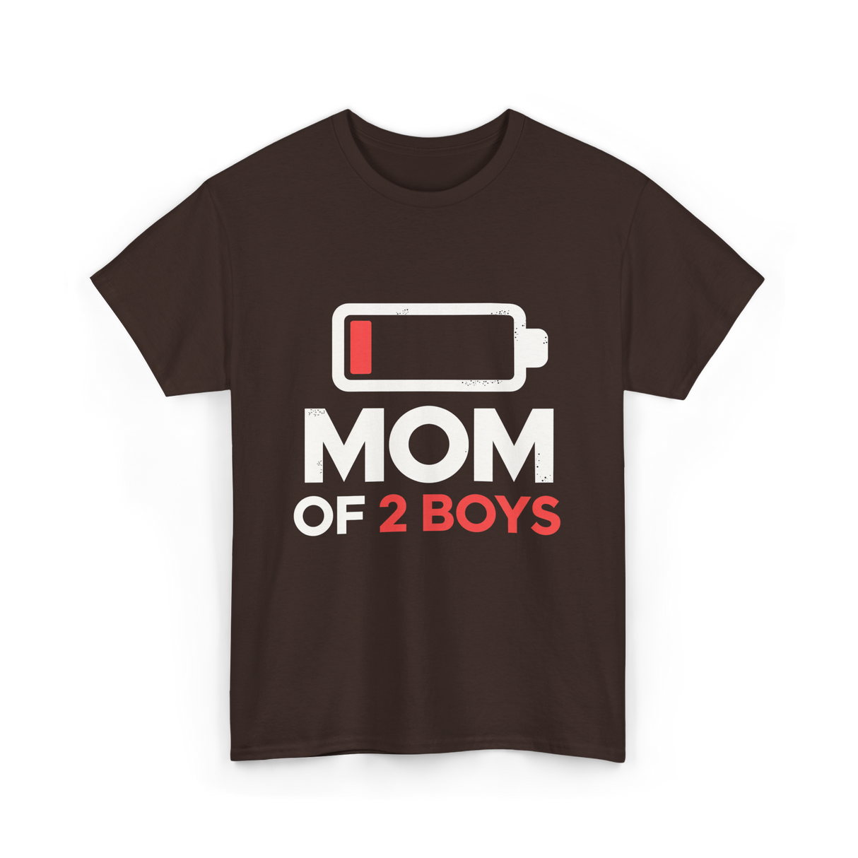 Mom of 2 Boys Parenting T-Shirt - Dark Chocolate