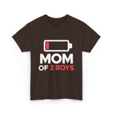 Mom of 2 Boys Parenting T-Shirt - Dark Chocolate