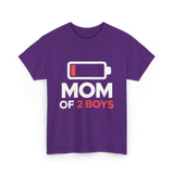 Mom of 2 Boys Parenting T-Shirt - Purple