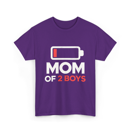 Mom of 2 Boys Parenting T-Shirt - Purple