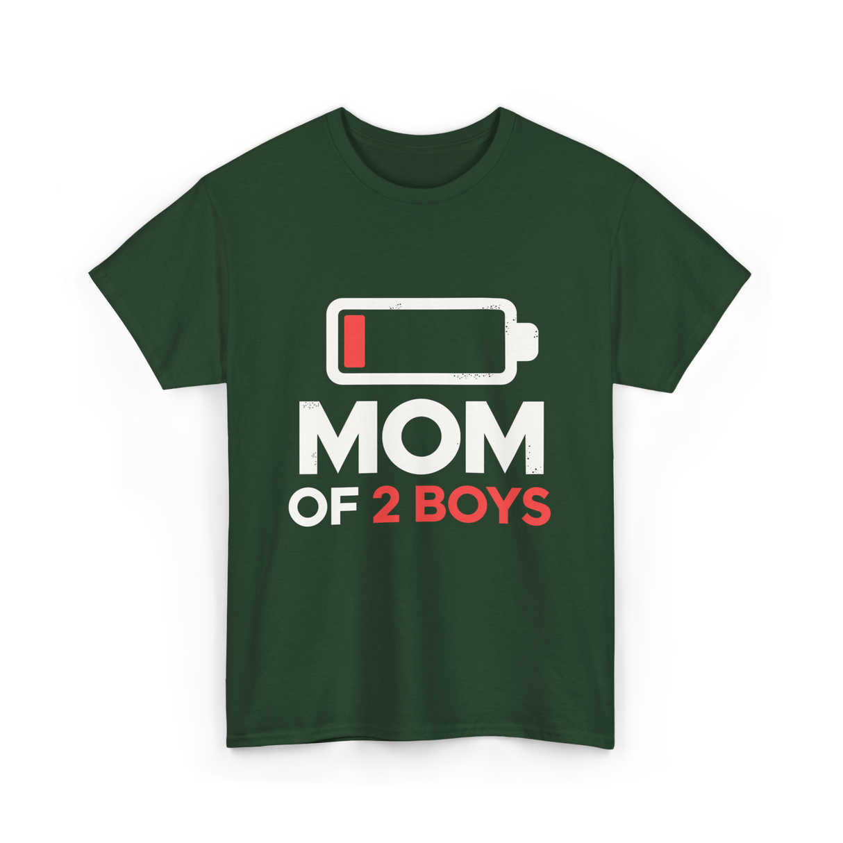 Mom of 2 Boys Parenting T-Shirt - Forest Green