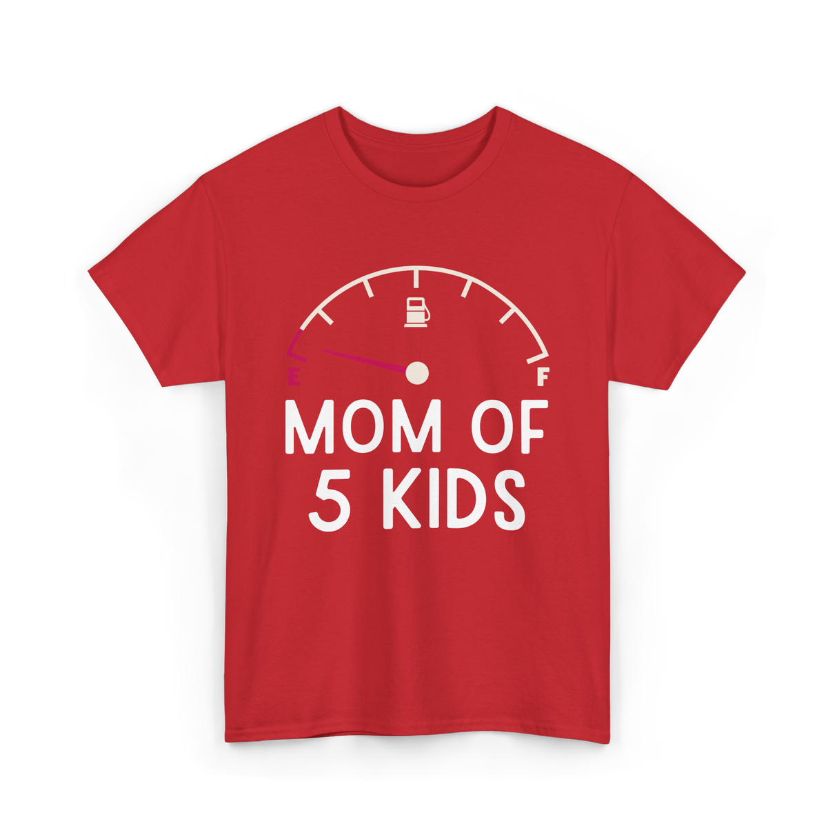 Mom Of 5 Kids Motherhood Exhausted T-Shirt - Red