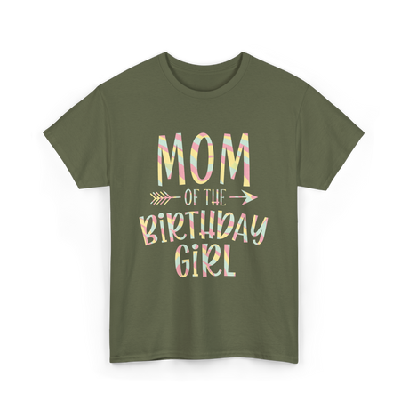 Mom of the Birthday Girl Celebration T-Shirt - Military Green