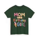 Mom of the Birthday Girl Celebration T-Shirt - Forest Green