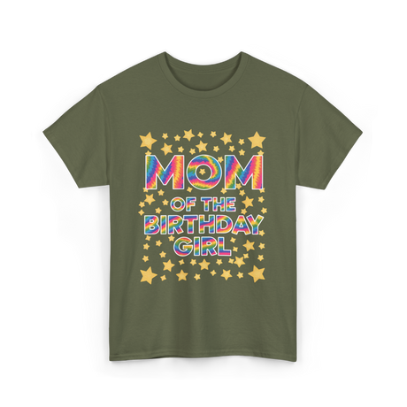 Mom of the Birthday Girl Celebration T-Shirt - Military Green