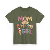 Mom of the Birthday Girl Celebration T-Shirt - Military Green