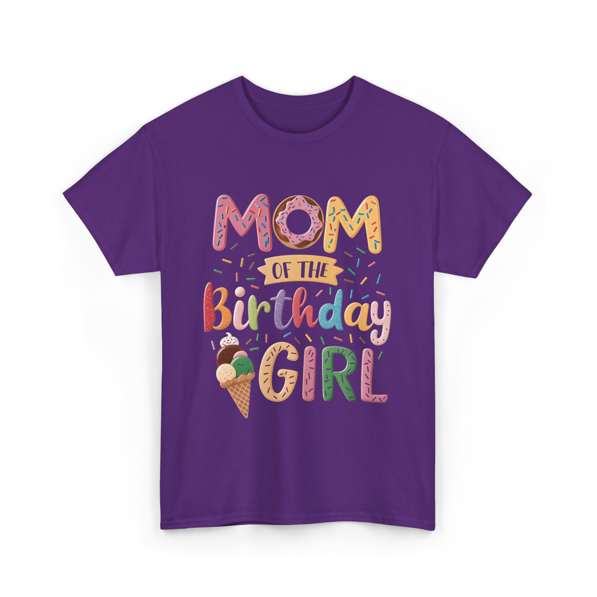 Mom of the Birthday Girl Ice Cream T-Shirt - Purple