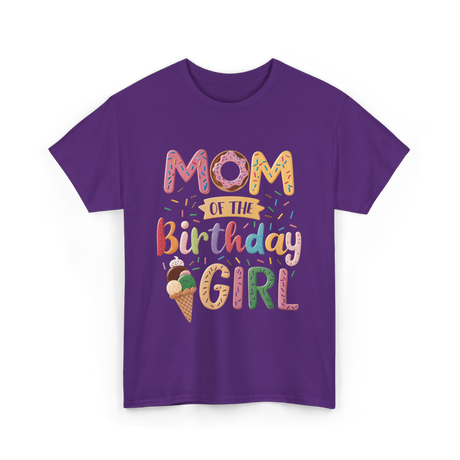 Mom of the Birthday Girl Ice Cream T-Shirt - Purple