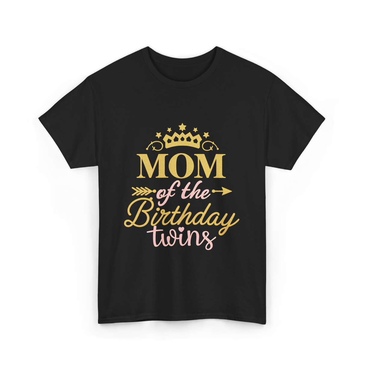 Mom of the Birthday Twins Celebration T-Shirt - Black