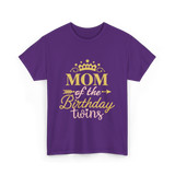 Mom of the Birthday Twins Celebration T-Shirt - Purple