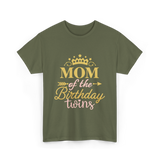 Mom of the Birthday Twins Celebration T-Shirt - Military Green