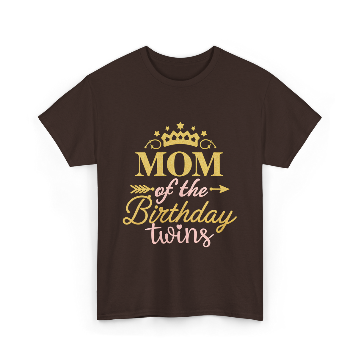 Mom of the Birthday Twins Celebration T-Shirt - Dark Chocolate