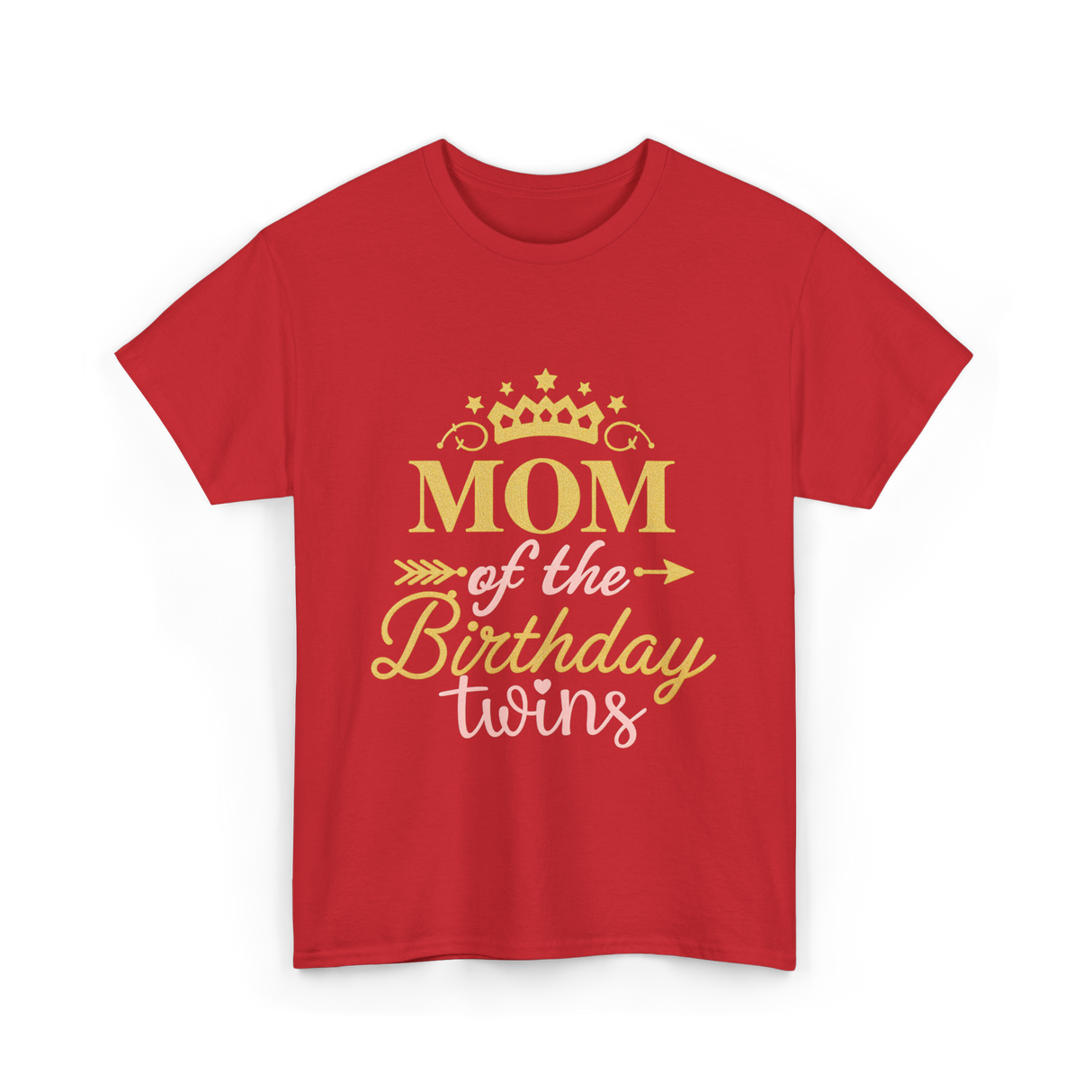 Mom of the Birthday Twins Celebration T-Shirt - Red