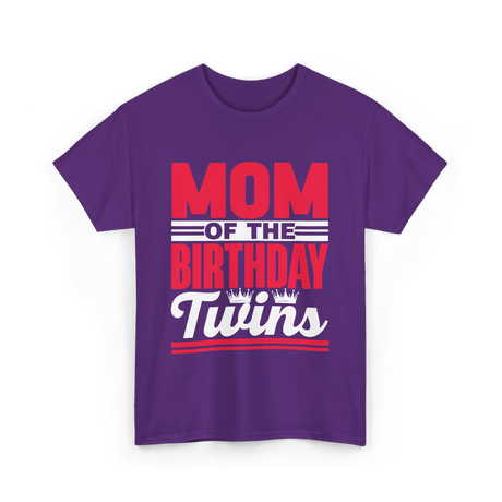 Mom Of The Birthday Twins Celebration T-Shirt - Purple