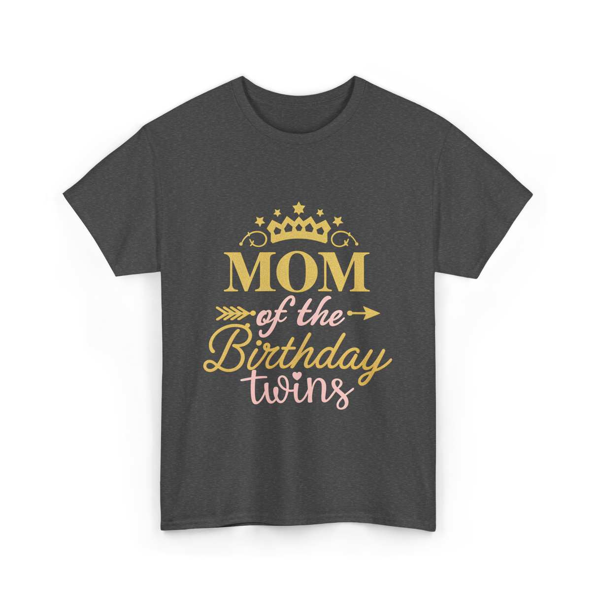 Mom of the Birthday Twins Celebration T-Shirt - Dark Heather