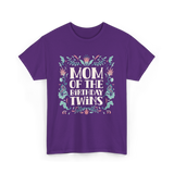 Mom Of The Birthday Twins Mother T-Shirt - Purple