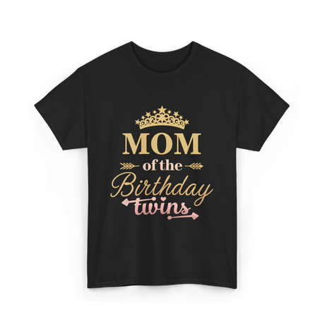 Mom of the Birthday Twins Party T-Shirt - Black