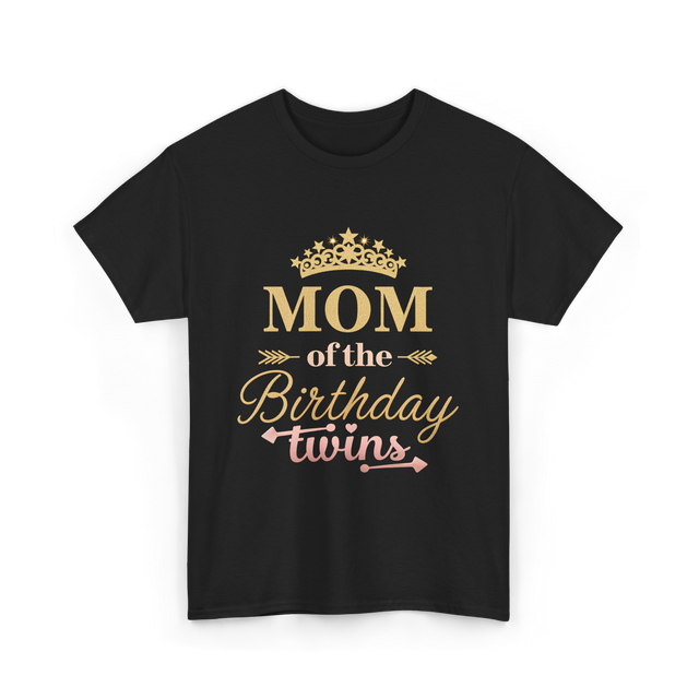 Mom of the Birthday Twins Party T-Shirt - Black