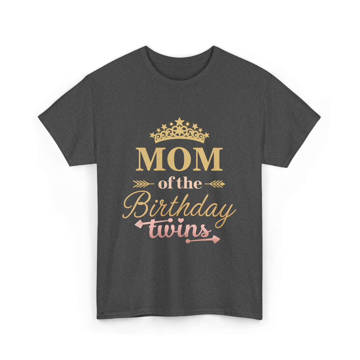 Mom of the Birthday Twins Party T-Shirt - Dark Heather