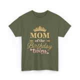 Mom of the Birthday Twins Party T-Shirt - Military Green