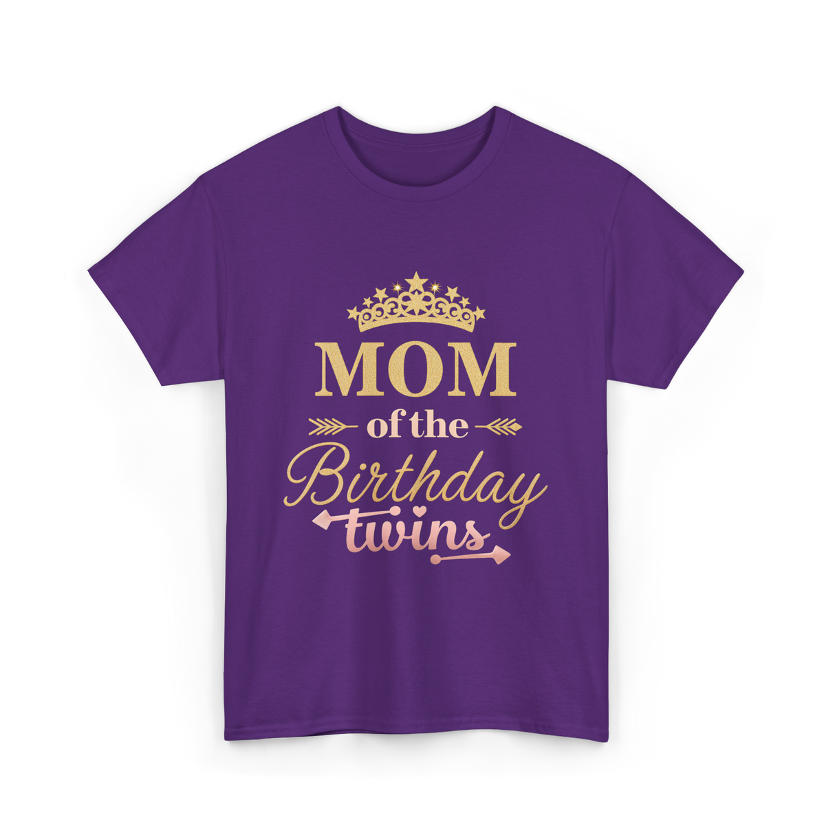 Mom of the Birthday Twins Party T-Shirt - Purple