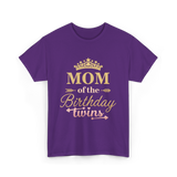 Mom of the Birthday Twins Party T-Shirt - Purple