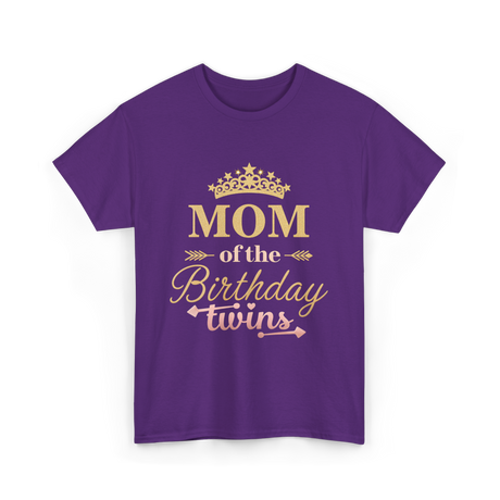 Mom of the Birthday Twins Party T-Shirt - Purple