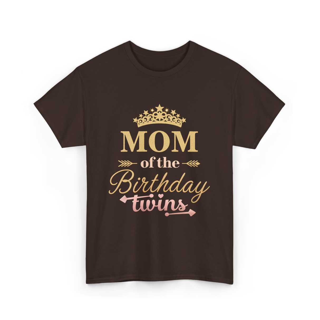 Mom of the Birthday Twins Party T-Shirt - Dark Chocolate